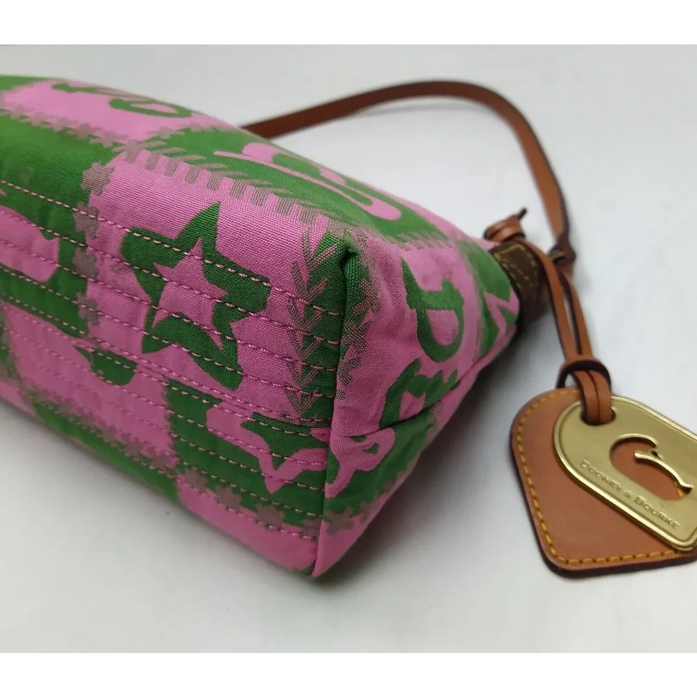 Dooney & Bourke Multicolor Canvas Leather Trim Zipper Closure Small Hobo Bag